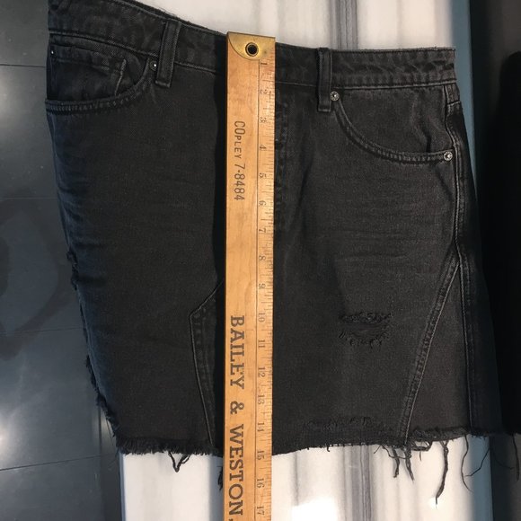 We the Free by Free People (31) Black Distress Denim Mini Skirt - Picture 5 of 9
